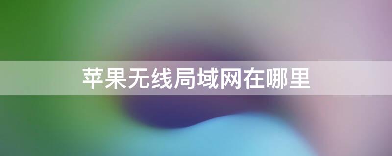 iPhone无线局域网在哪里 苹果无线局域网络是什么意思