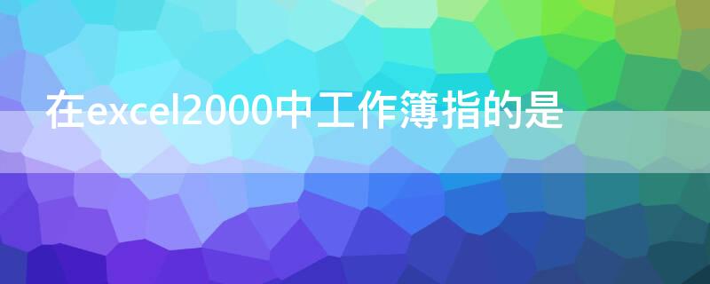 在excel2000中工作簿指的是（在excel 2000中工作簿指的是什么）