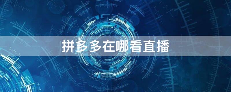 拼多多在哪看直播（拼多多在哪看直播回放完整版）