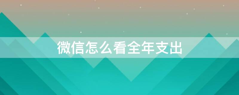 微信怎么看全年支出 微信怎么看全年支出记录