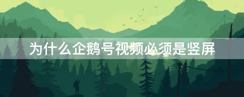 为什么企鹅号视频必须是竖屏 为什么企鹅号视频没有声音