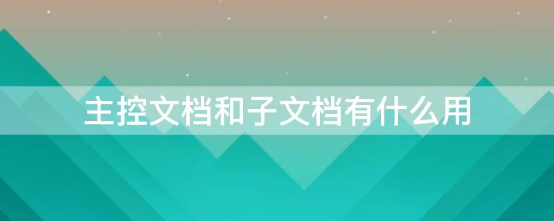主控文档和子文档有什么用（主控文档的作用）