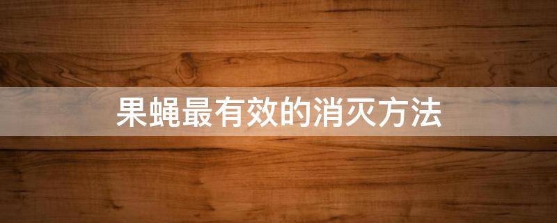 果蝇最有效的消灭方法（果蝇如何驱除）