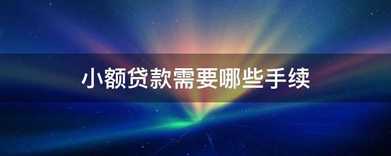 小额贷款需要哪些手续（小额贷款有哪些正规平台）