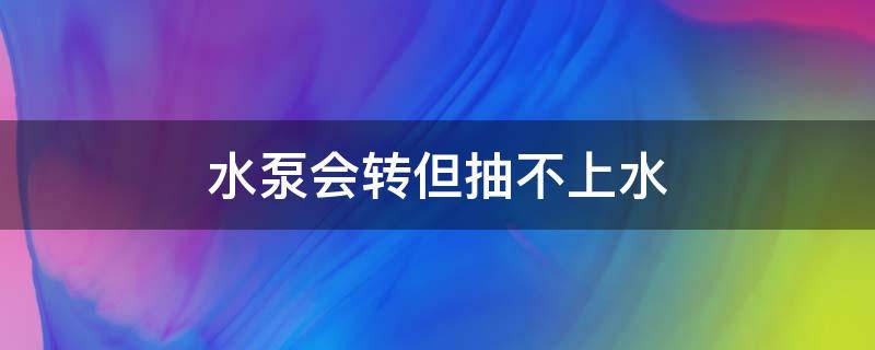 水泵会转但抽不上水（水泵会转但抽不上水视频）
